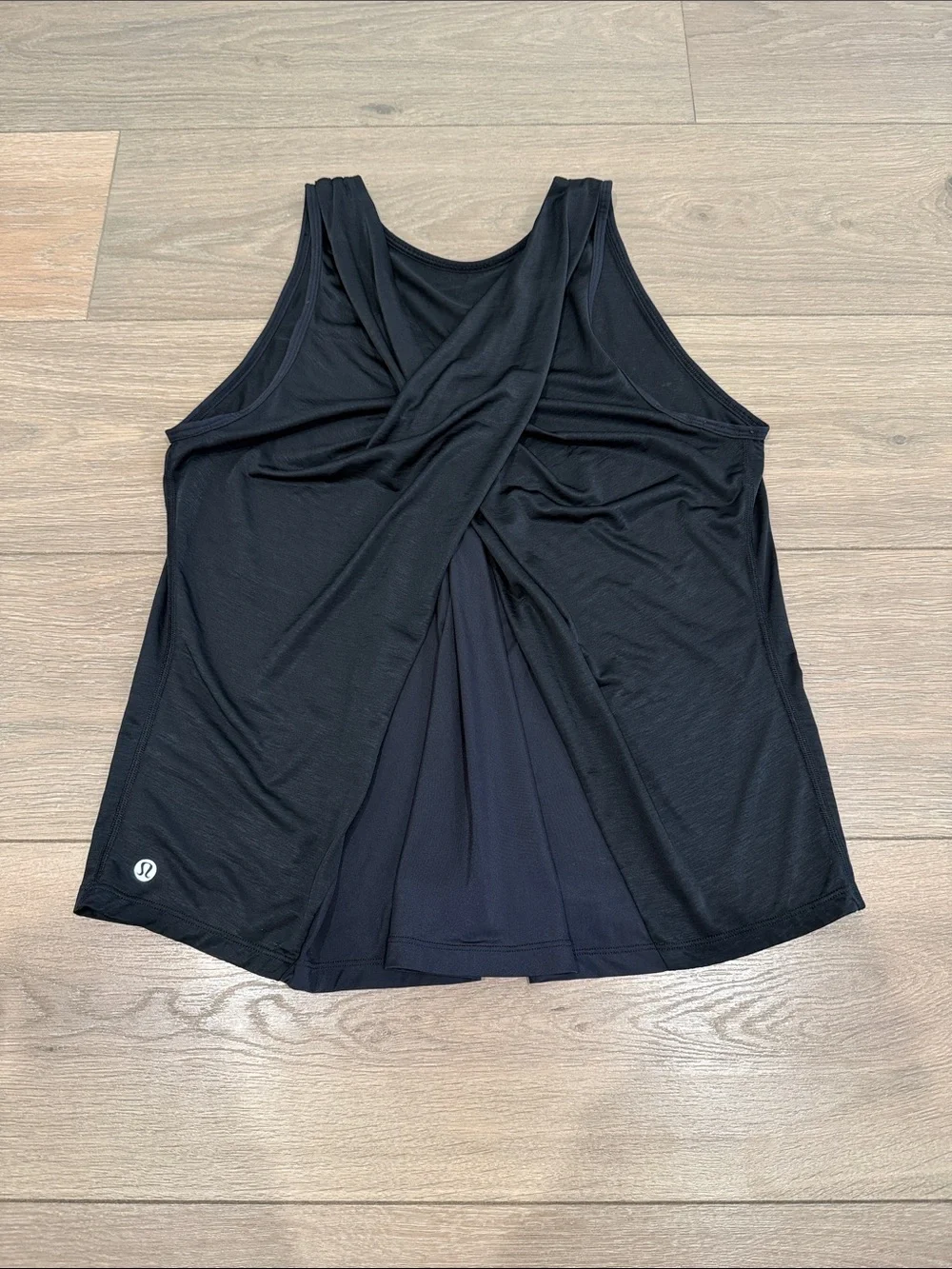 LULULEMON Black Semi Sheer Crisscross X Drape Back Active Gym Tank Top Size 6